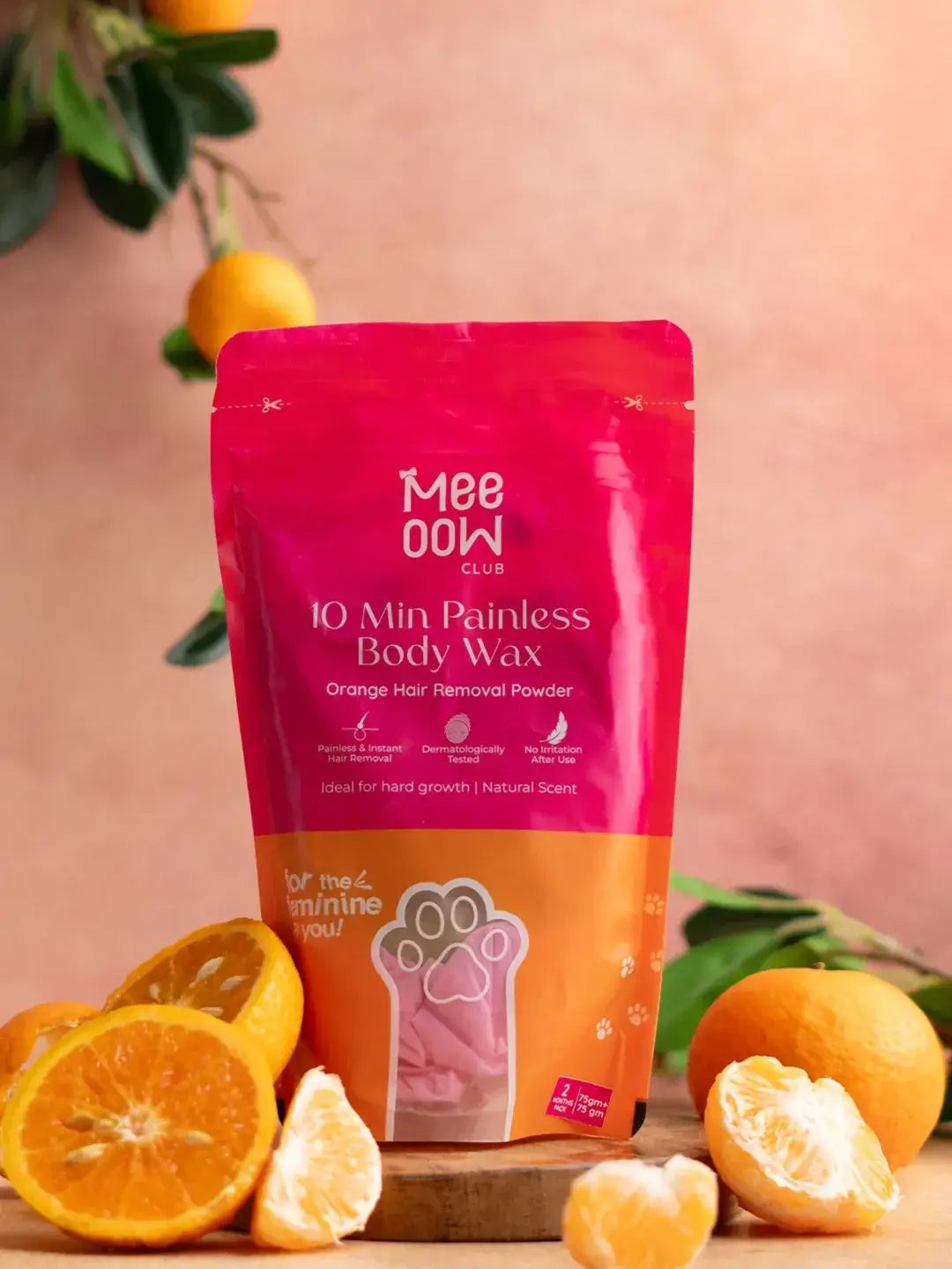 Meow Club 10 Min Painless Body Wax Orange Hair Removal Powder for Women