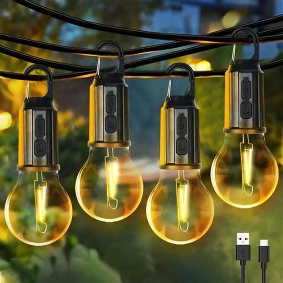 Rechargeable Edison Camping Lights Black ABS Weather Resistant