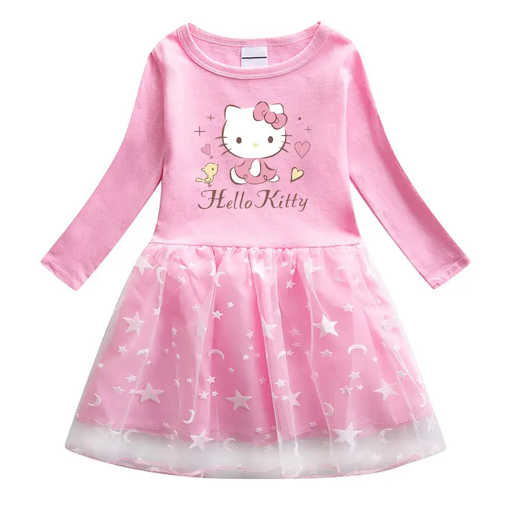 Pink Hello Kitty Long Sleeve T-Shirt Dress for Girls