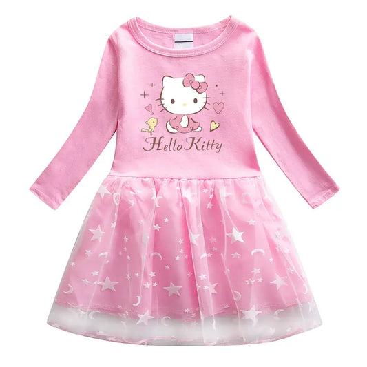 Pink Hello Kitty Long Sleeve T-Shirt Dress for Girls